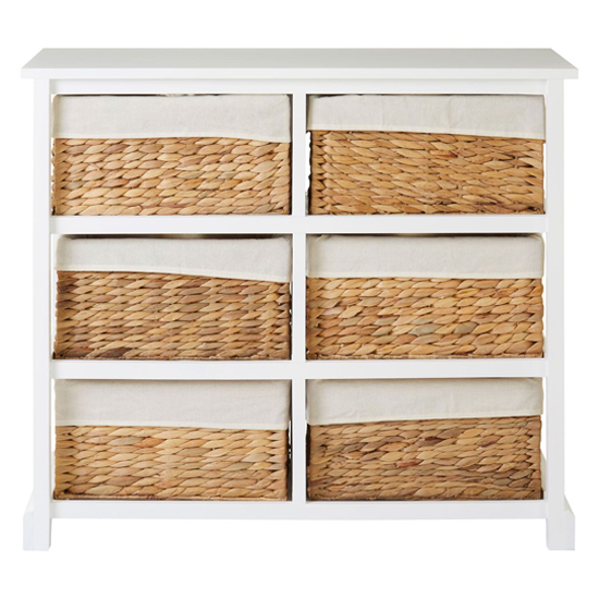 Ashbile Wooden Chest Of 6 Basket Drawers In White_5