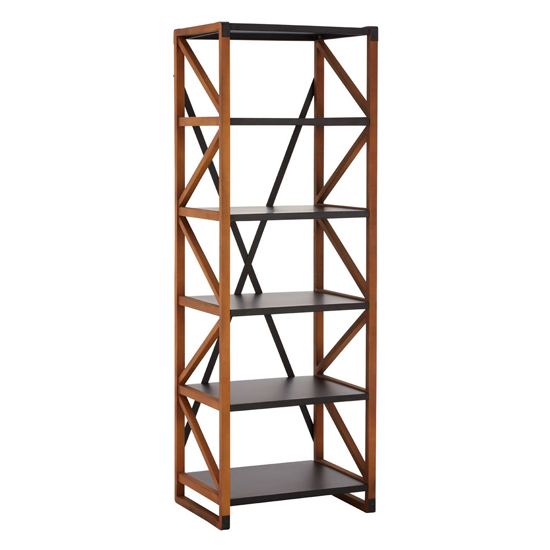 Ashbling 5 Tiers Wooden Bookcase In Natural And Black