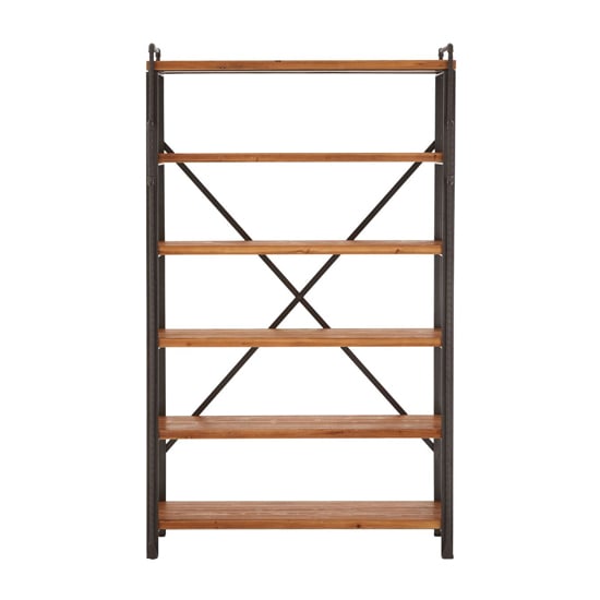 Ashbling 5 Tiers Wooden Shelving Unit In Natural And Black
