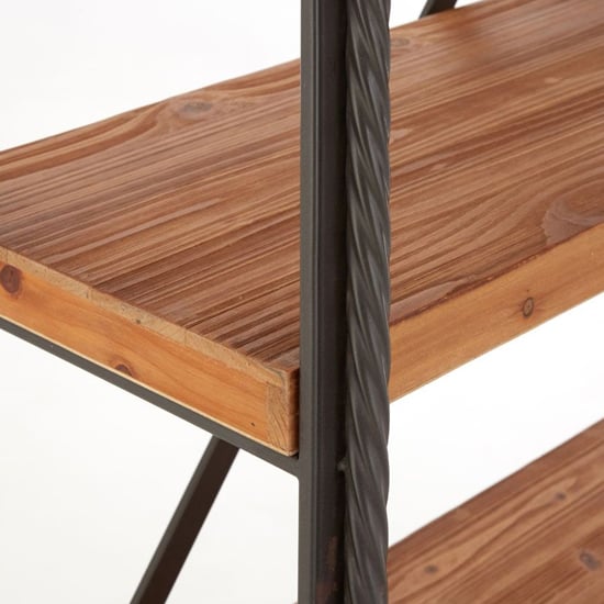 Ashbling 5 Tiers Wooden Shelving Unit In Natural And Black