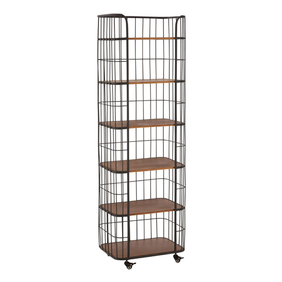 Read more about Ashbling 6 tiers wooden shelving unit in natural and black