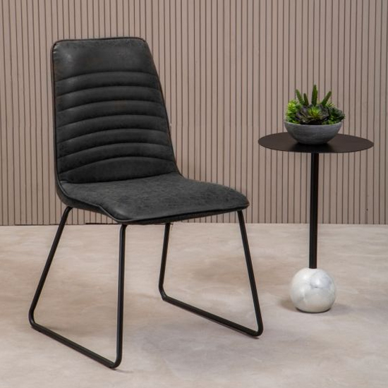 Product photograph of Ashbling Black Leather Dining Chairs In A Pair from Furniture in Fashion