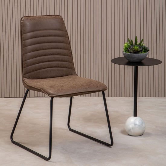 Read more about Ashbling brown leather dining chairs in a pair