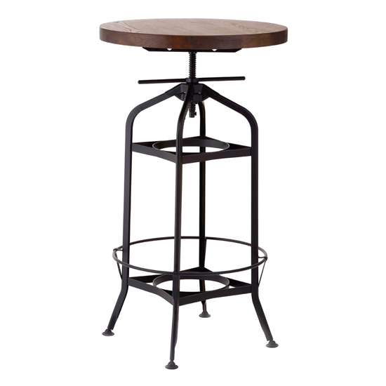 Ashbling Round Wooden Bar Table In Walnut Furniture in Fashion