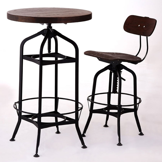 Ashbling Round Wooden Bar Table In Walnut Sale