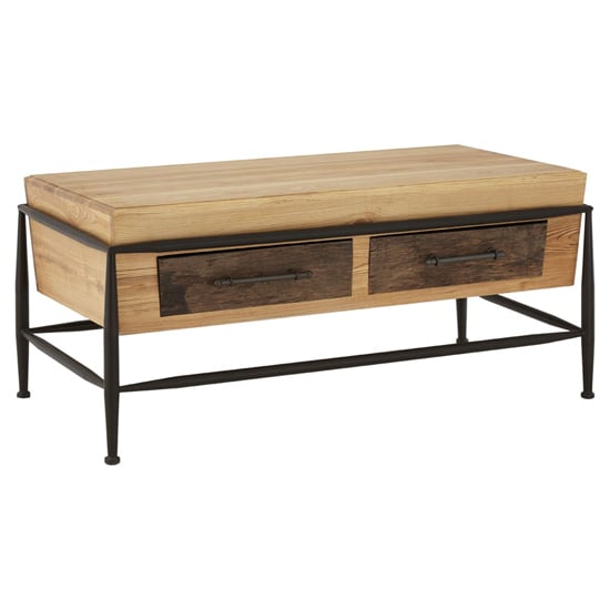 Ashbling Wooden 2 Drawers Coffee Table In Natural