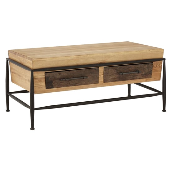 Product photograph of Ashbling Wooden Coffee Table With 2 Drawers In Natural from Furniture in Fashion