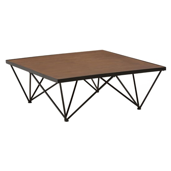 Ashbling Wooden Coffee Table With Black Metal Frame In Natural