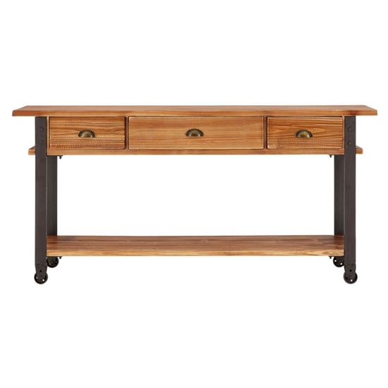 Ashbling Wooden Console Table With 3 Drawers In Natural