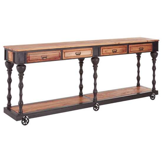 Photo of Ashbling wooden console table with 4 drawers in natural