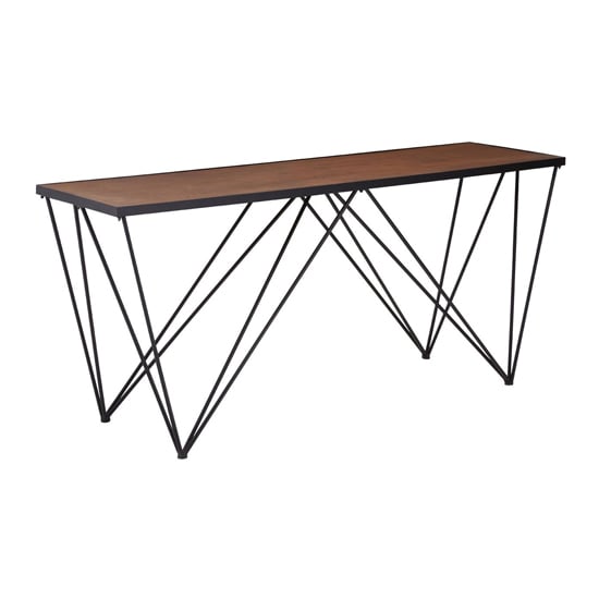 Read more about Ashbling wooden console table with black metal frame in natural