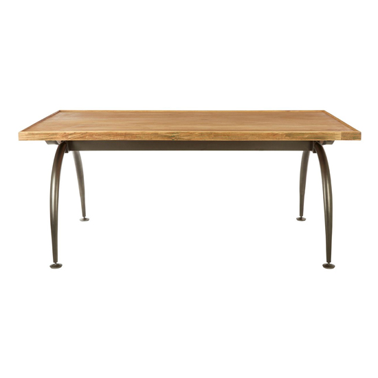 Ashbling Wooden Dining Table With Curved Iron Legs In Natural