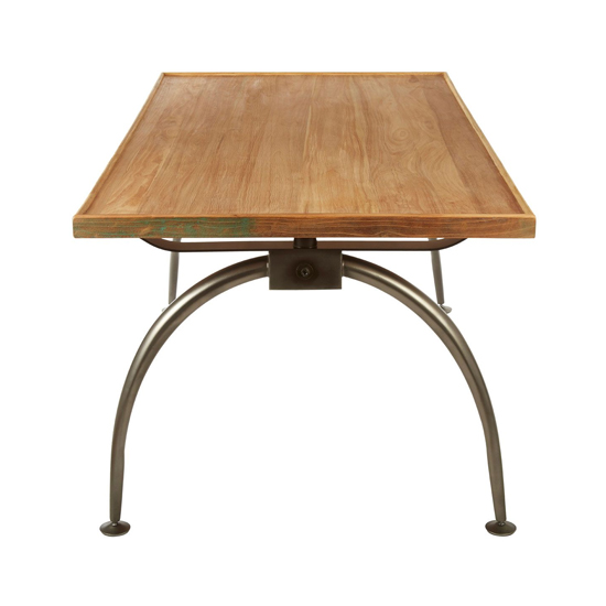 Ashbling Wooden Dining Table With Curved Iron Legs In Natural