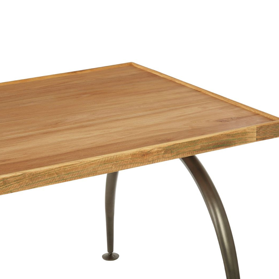 Ashbling Wooden Dining Table With Curved Iron Legs In Natural