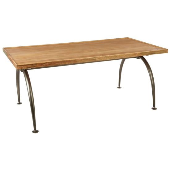 Read more about Ashbling wooden dining table with curved iron legs in natural