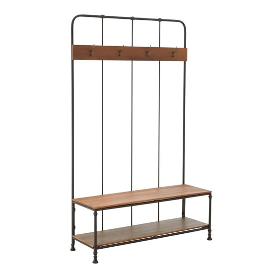 Product photograph of Ashbling Wooden Hallway Bench With Coat Rack In Natural from Furniture in Fashion