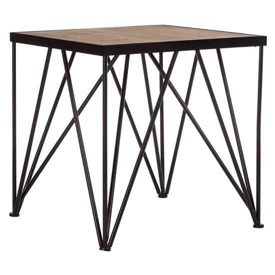 Photo of Ashbling wooden side table with black metal frame in natural