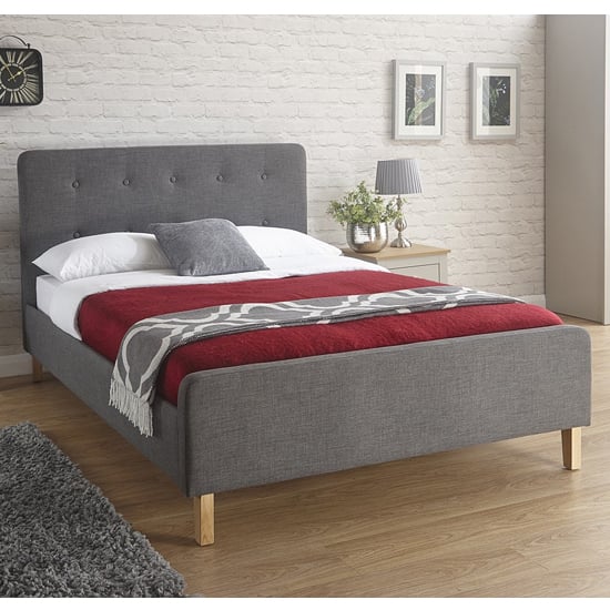 Photo of Alkham fabric upholstered king size bed in grey