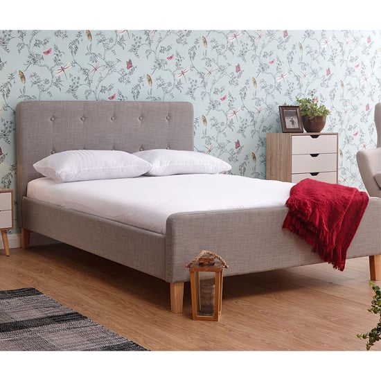 Read more about Alkham fabric upholstered king size bed in light grey