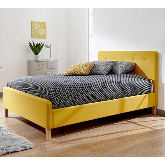 Photo of Alkham wooden double bed in yellow