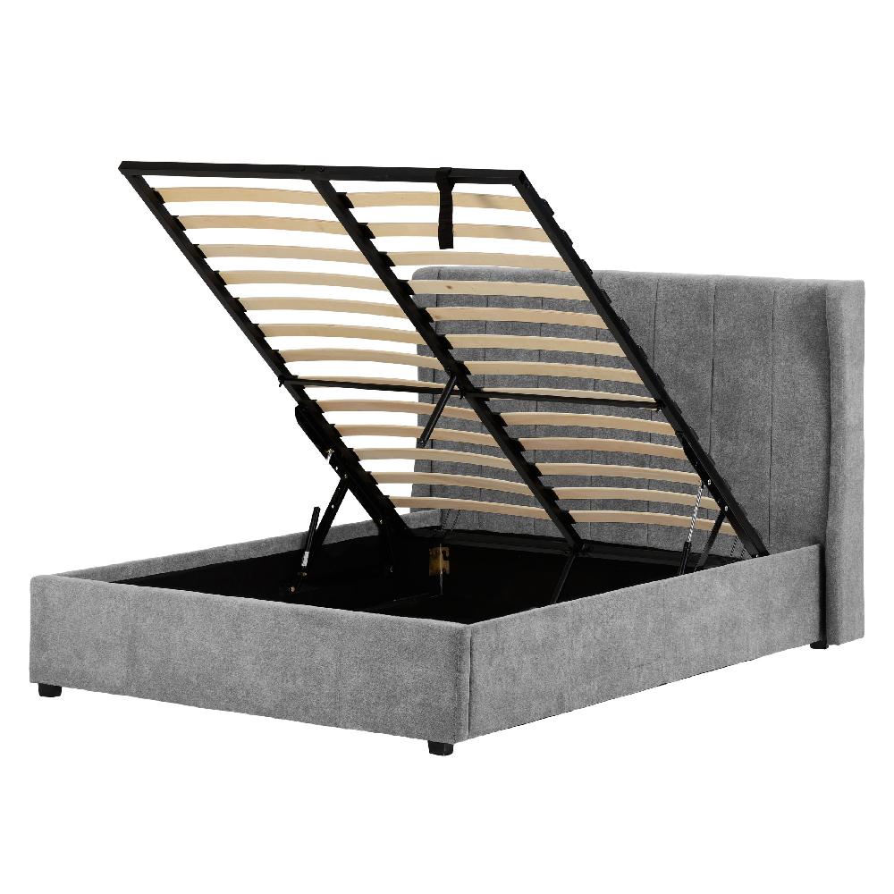 Ashburton Fabric Storage Ottoman Double Bed In Dark Grey