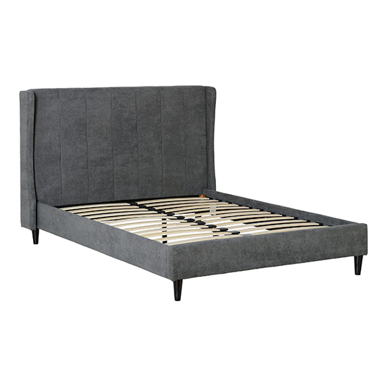 Ashburton Velvet Fabric Double Bed In Dark Grey
