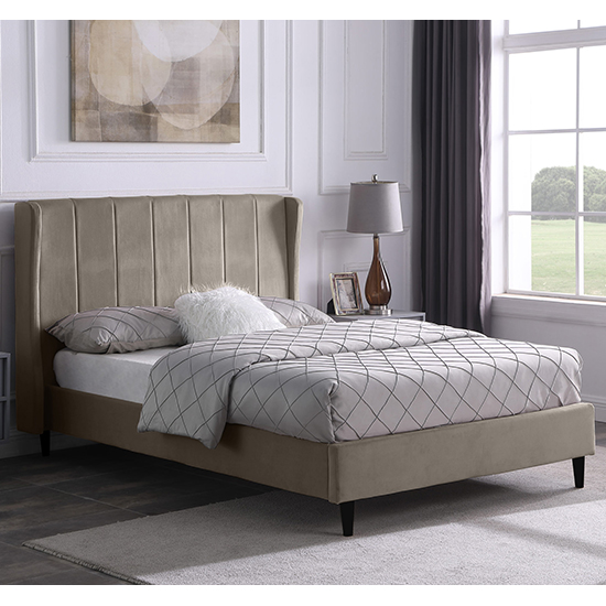 Ashburton Velvet Fabric Double Bed In Oyster Furniture in Fashion