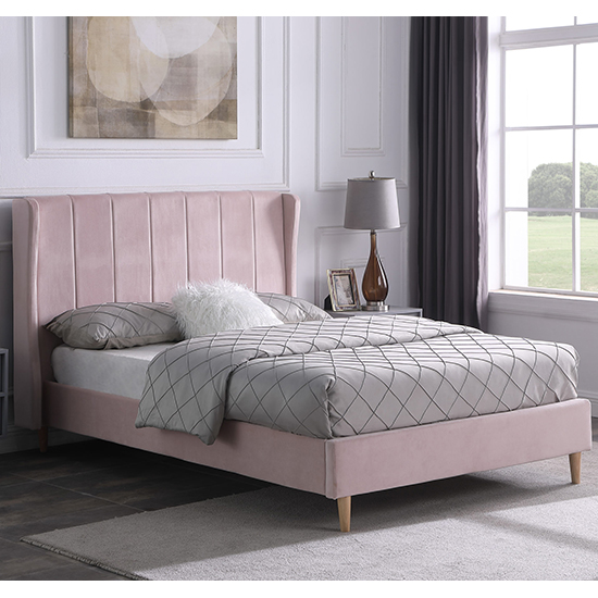 Read more about Ashburton velvet fabric double bed in pink
