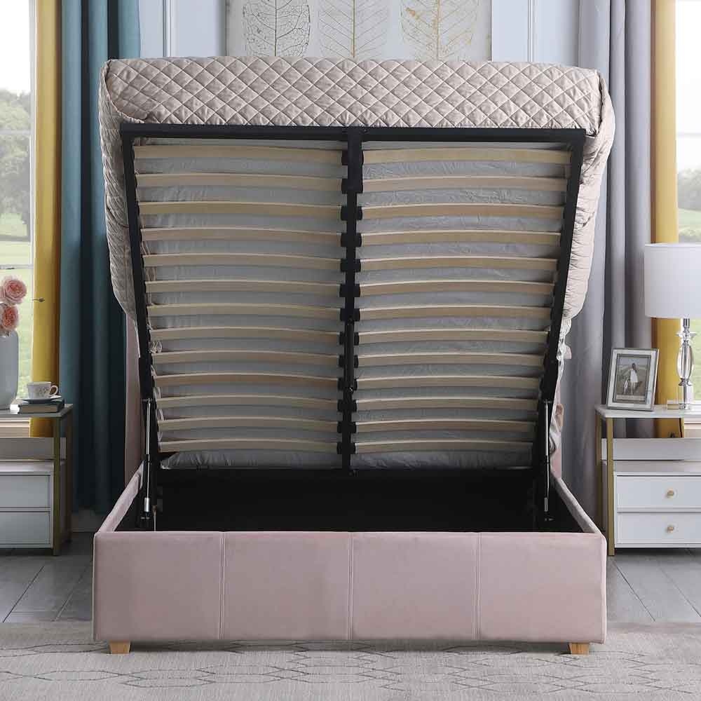 Ashburton Velvet Ottoman Storage Double Bed in Pink