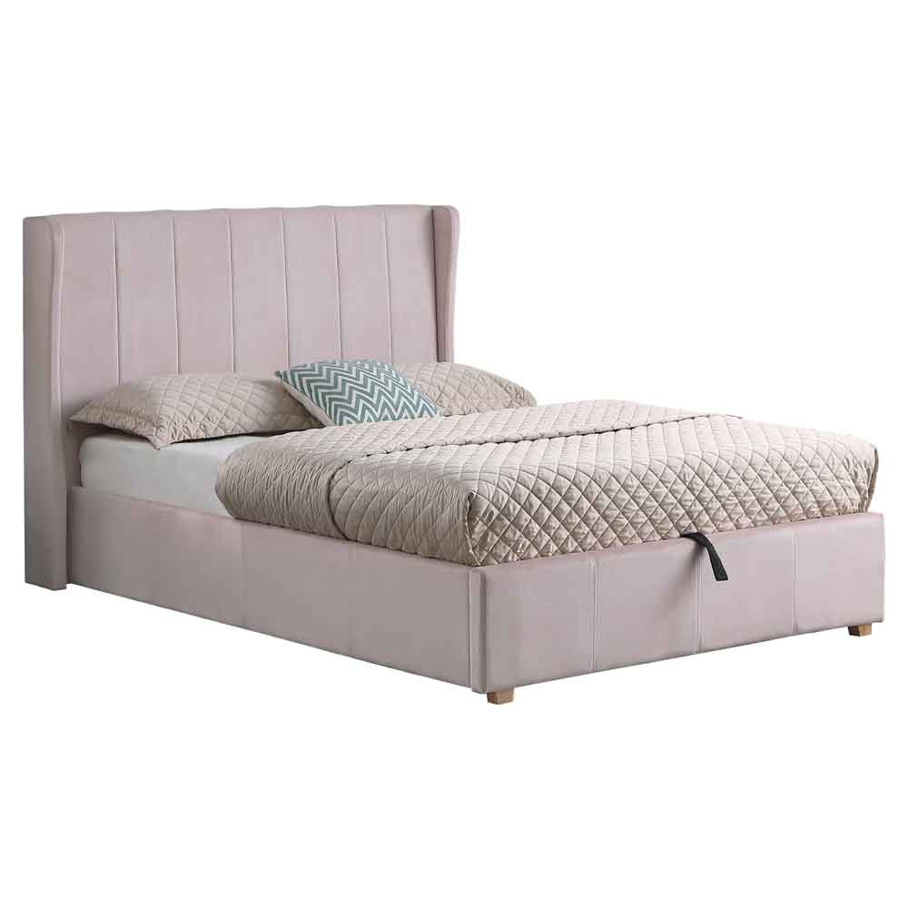 Ashburton Velvet Ottoman Storage Double Bed in Pink