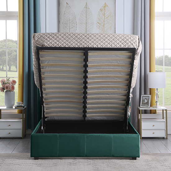 Ashburton Velvet Fabric Storage King Size Bed In Green