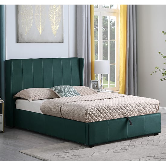Ashburton Velvet Fabric Storage King Size Bed In Green