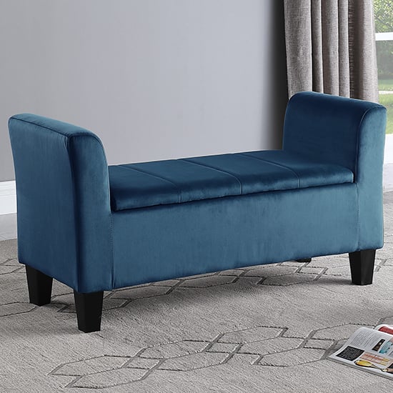 Read more about Ashburton velvet fabric storage ottoman in blue