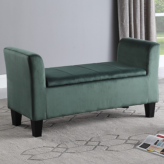 Product photograph of Ashburton Velvet Fabric Storage Ottoman In Green from Furniture in Fashion