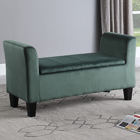 Read more about Ashburton velvet fabric storage ottoman in green