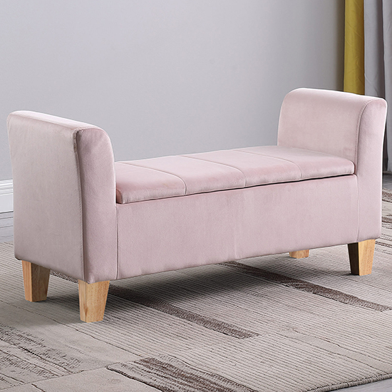 Ashburton Velvet Fabric Storage Ottoman In Pink