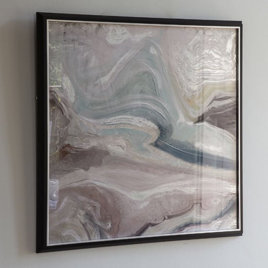 Asheboro Crystal Fluid Abstract Framed Art In Blue And Natural_1