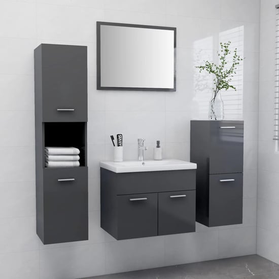 Asher High Gloss Bathroom Furniture Set In Grey_1