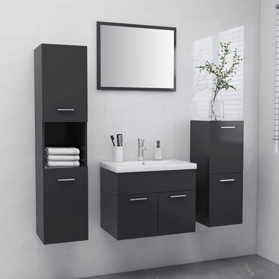 Asher Wooden Bathroom Furniture Set In Grey
