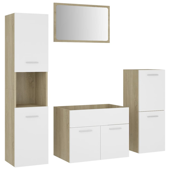 Asher Wooden Bathroom Furniture Set In White And Sonoma Oak_2