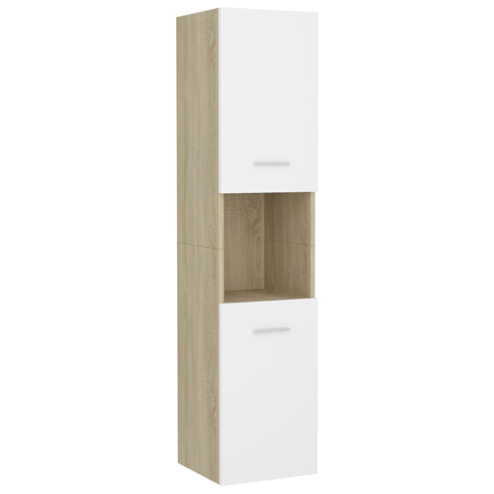 Asher Wooden Bathroom Furniture Set In White And Sonoma Oak_5
