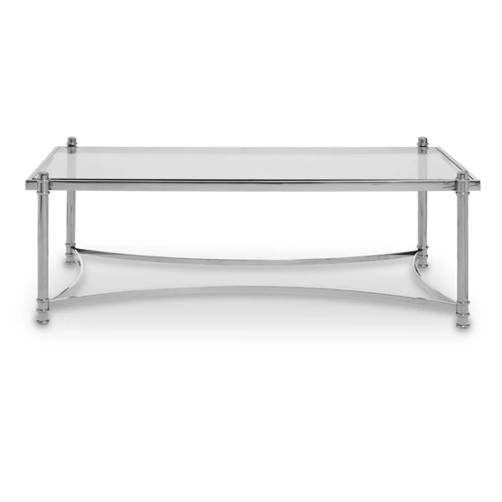 Asheville Clear Glass Top Coffee Table With Silver Frame