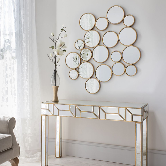 Asheville Contemporary Wall Mirror In Gold Protruding Frame_3