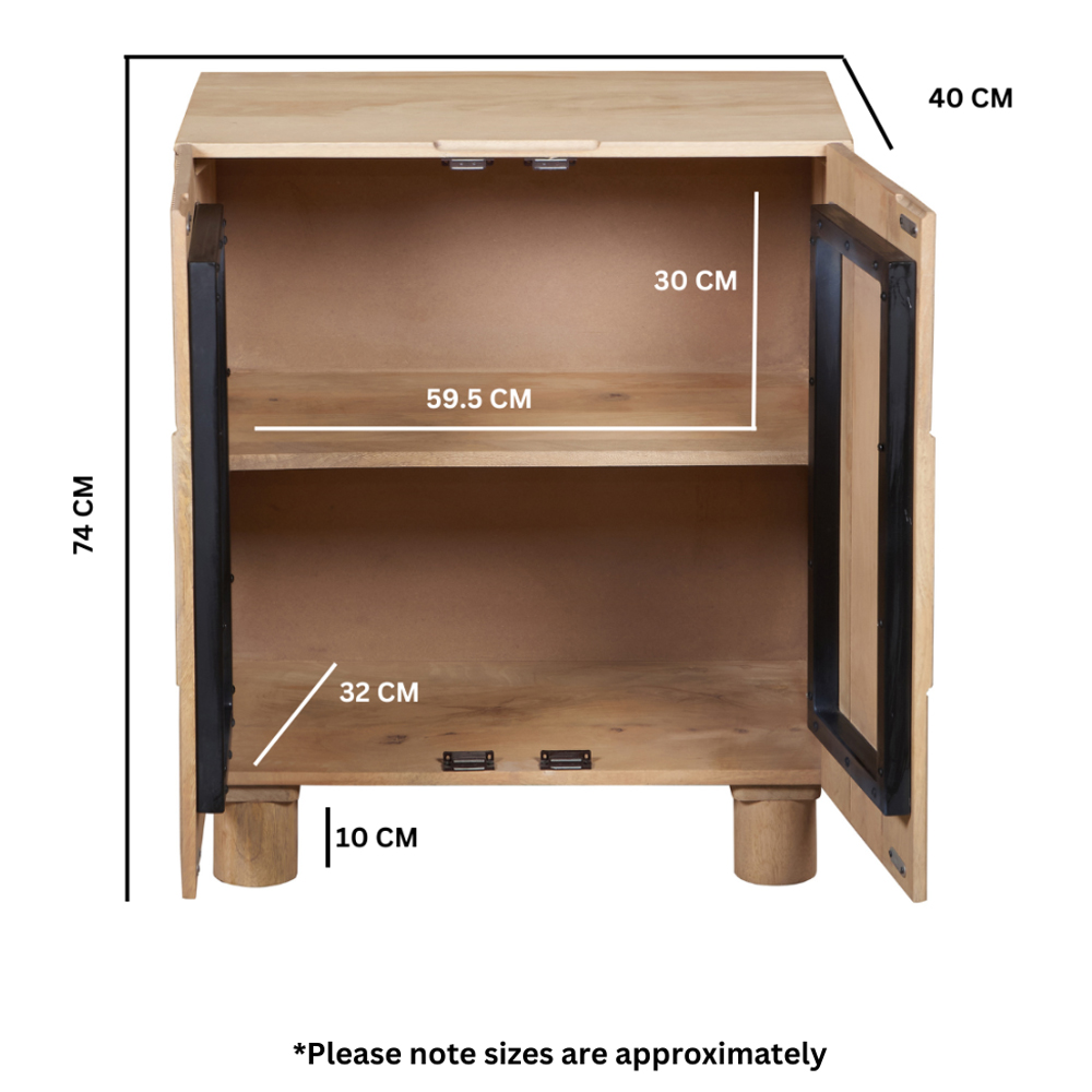 Ashford Wooden Bedside Cabinet With 2 Doors In Natural