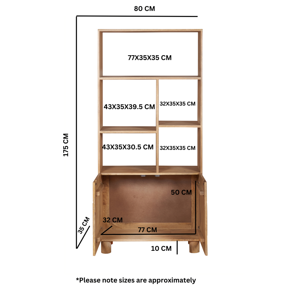 Ashford Wooden Bookcase With 2 Doors In Natural