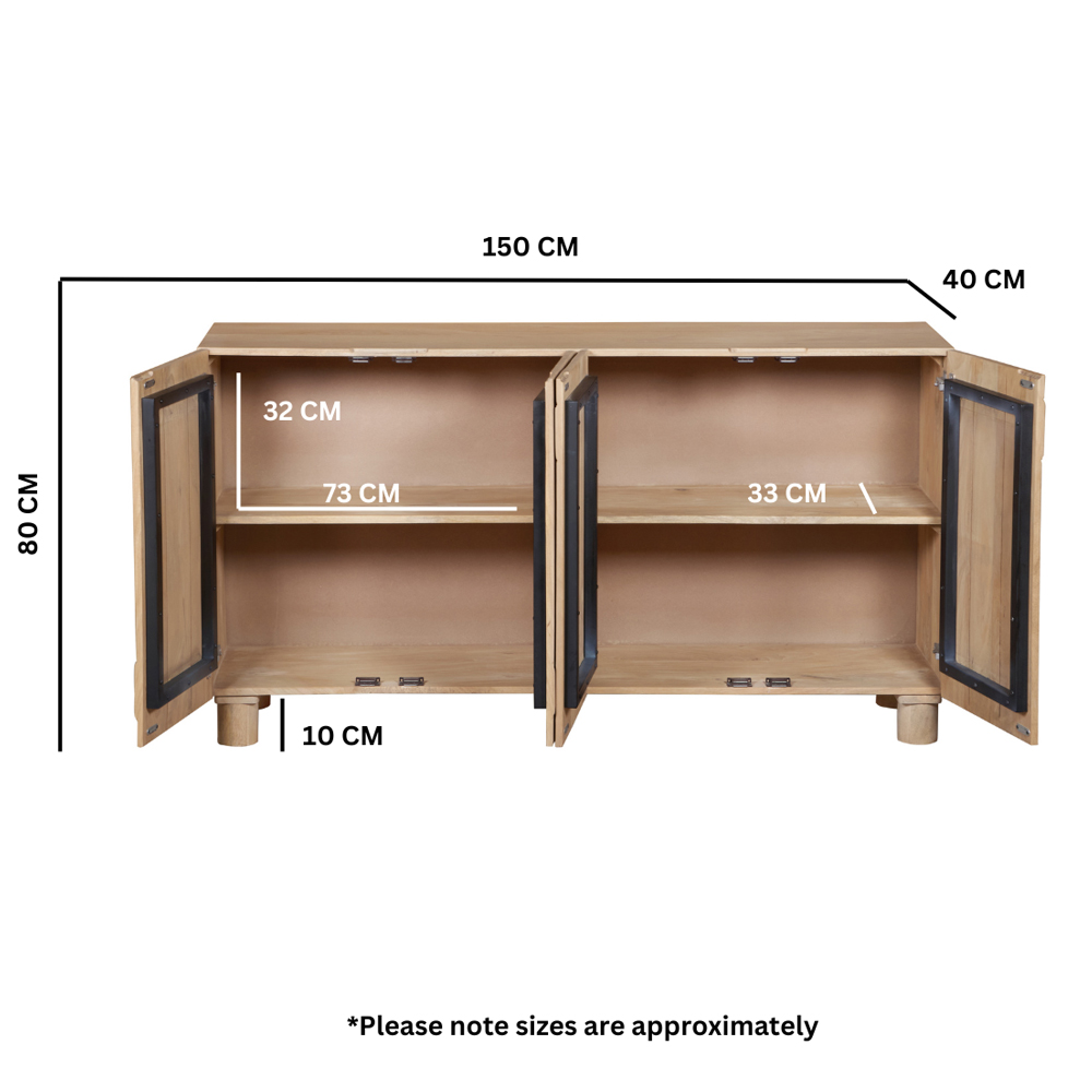 Ashford Wooden Storage Cabinet With 4 Doors In Natural