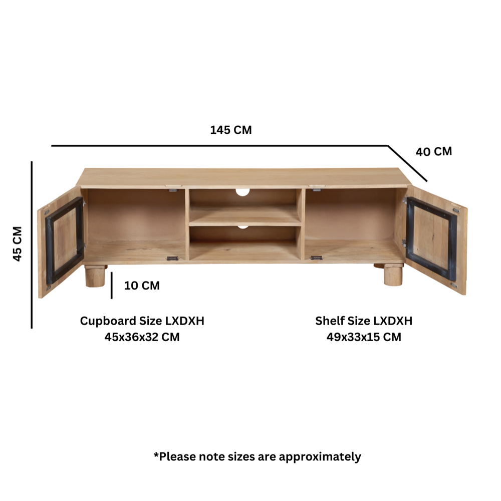 Ashford Wooden TV Stand With 2 Doors In Natural