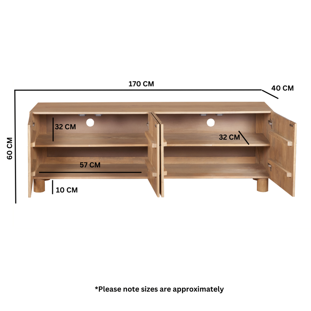 Ashford Wooden TV Stand With 4 Doors In Natural