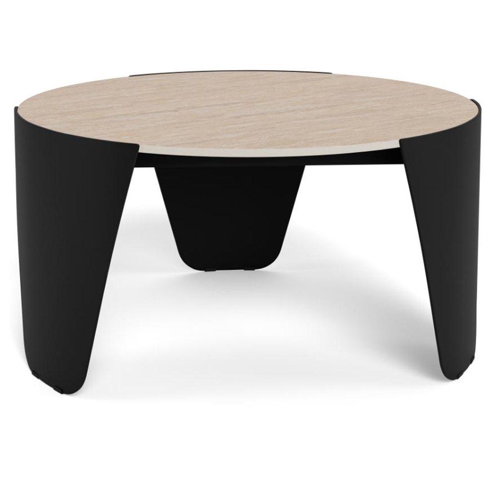 Ashland Ceramic Coffee Table With Black Steel Base - Beige