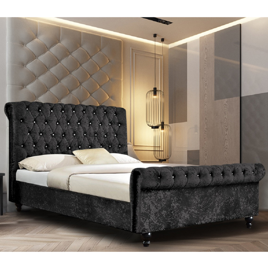 Product photograph of Ashland Crushed Velvet King Size Bed In Black from Furniture in Fashion
